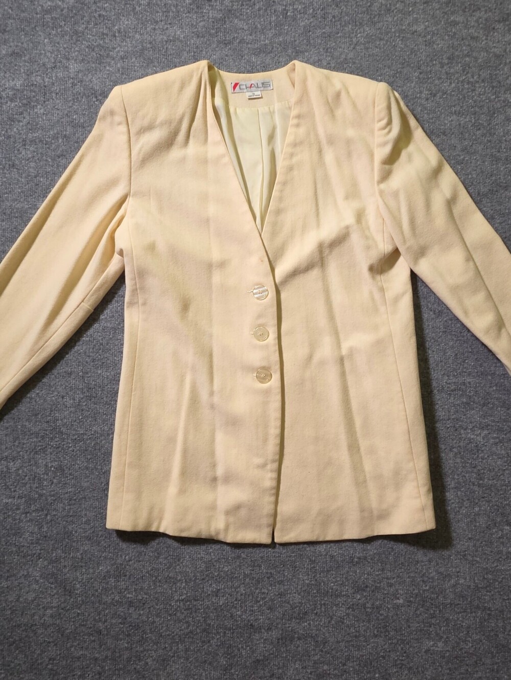 Chalis Cream V-Neck Blazer Jacket Size 12